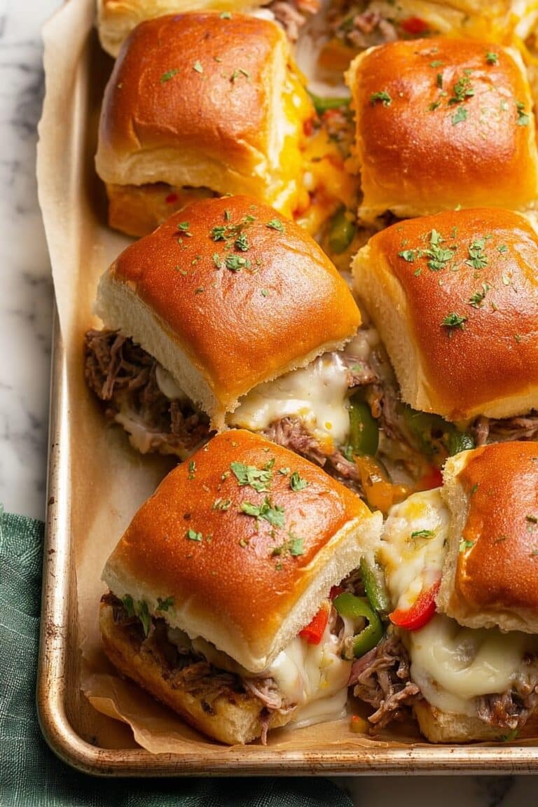 Cheesesteak Sliders with Peppers and Garlic Mayo Recipe