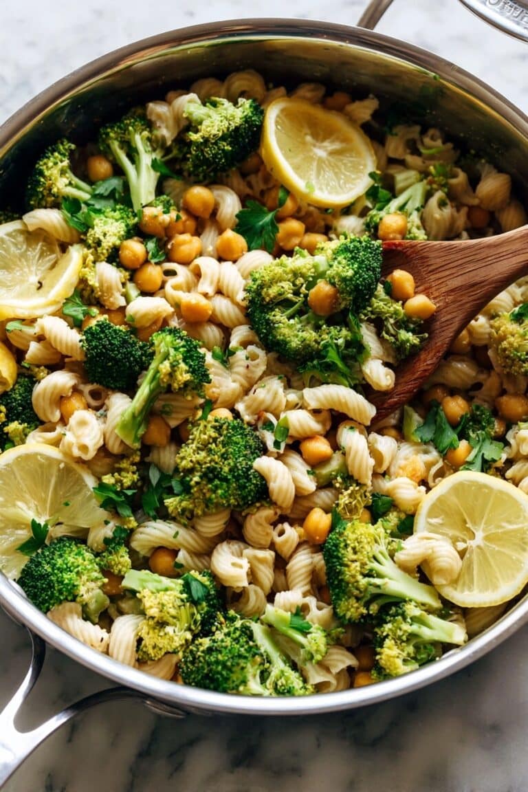 Lemon Roasted Broccoli Chickpea Pasta Recipe