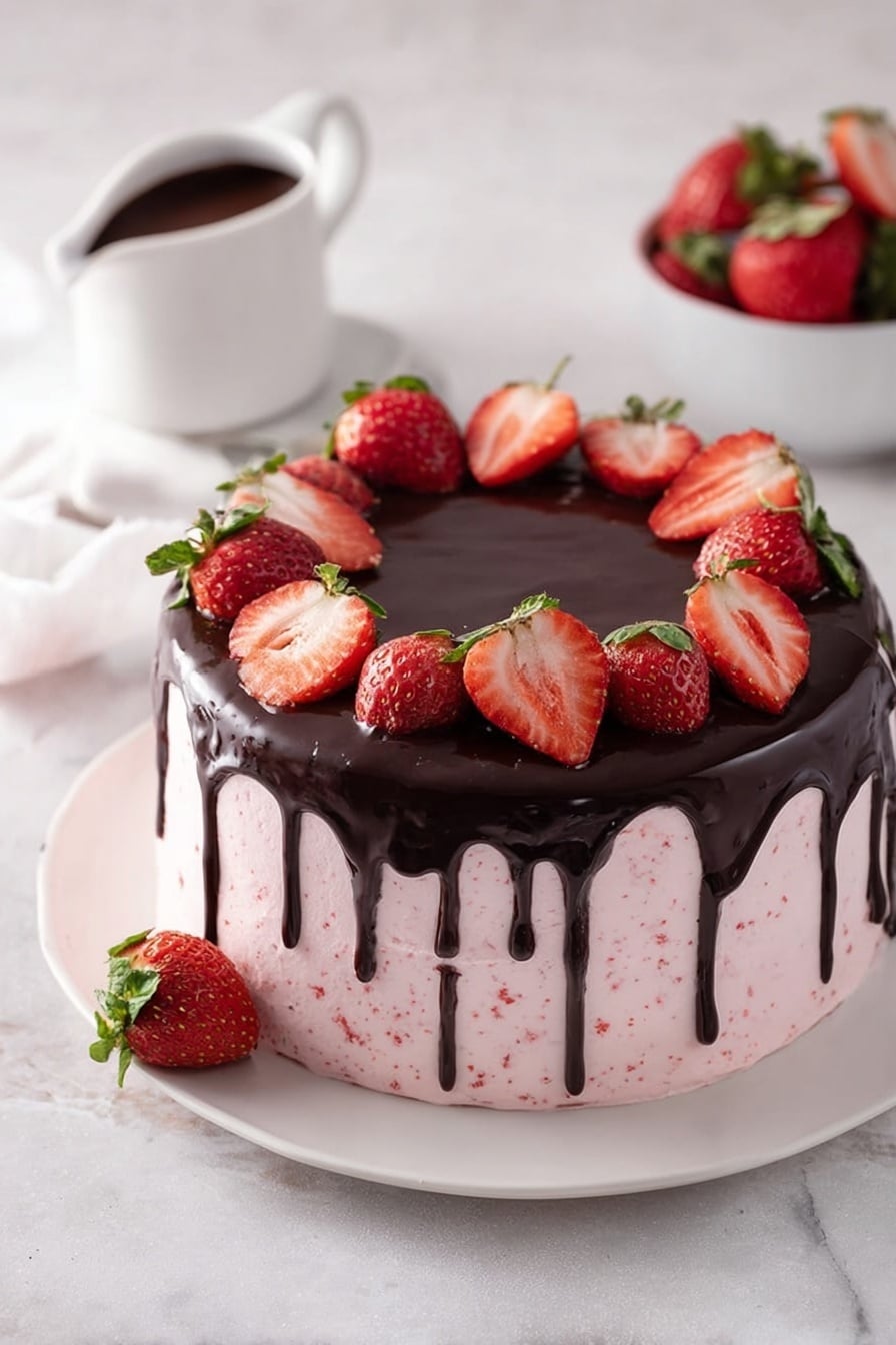 Chocolate Strawberry Cake with Fresh Fruits Recipe
